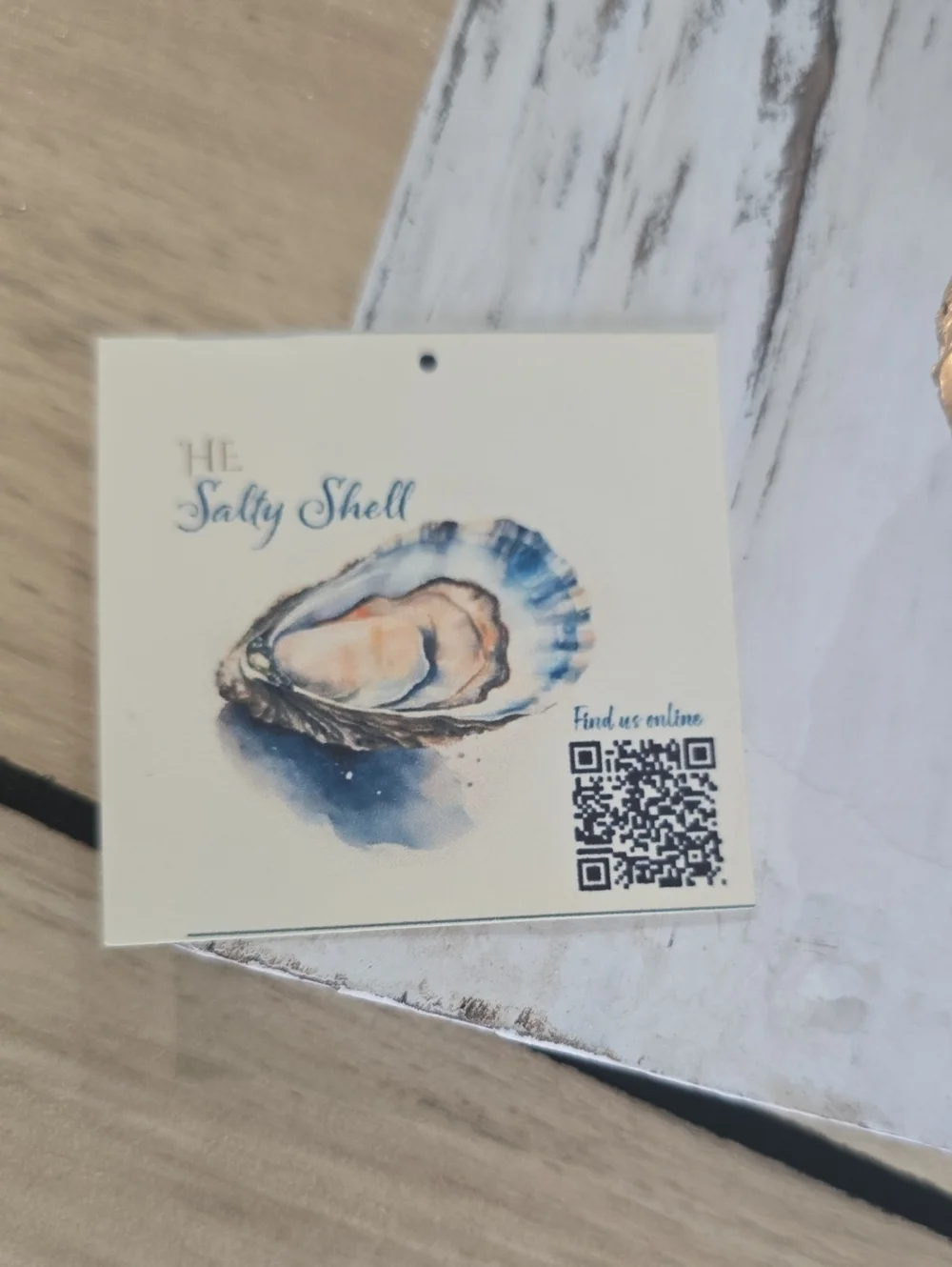Hand Crafted Oyster Shell Wall Art in White, Blue & Gold